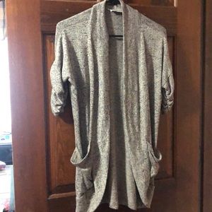 A mid arm open front cardigan